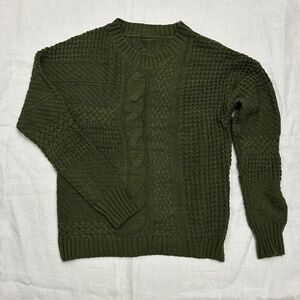 Asymmetrical Moss Green Knit Sweater